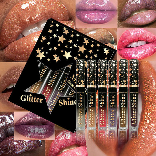 6-Color Moisturizing Glitter Lip Gloss Set
