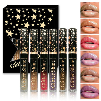 6-Color Moisturizing Glitter Lip Gloss Set