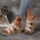 Women's Platform Sandals with Metal Buckle