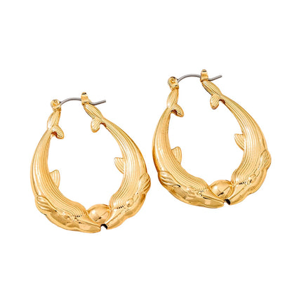 Gold Dolphin Hoop Earrings for Women