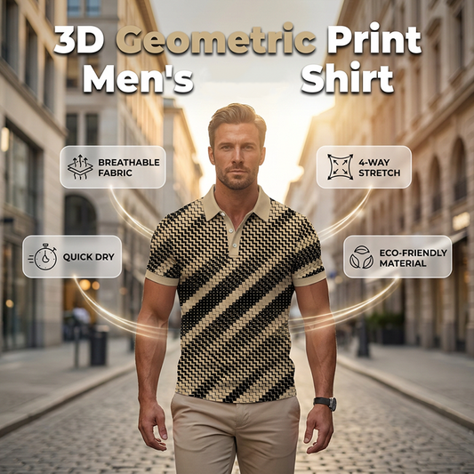 Men's Geometric Print Collared Shirts