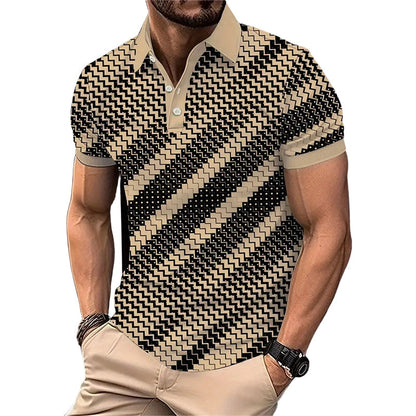 Men's Geometric Print Collared Shirts