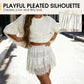 Chic Pleated Lace Trim Mini Skirt