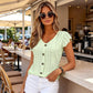 Women's Summer V-Neck Eyelet Top