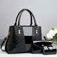 Women's Crocodile Pattern Handbag 3-Piece Set