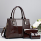 Women's Crocodile Pattern Handbag 3-Piece Set
