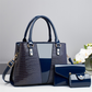 Women's Crocodile Pattern Handbag 3-Piece Set
