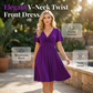 Elegant V-Neck Twist Front Dress with Pockets