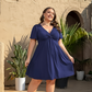 Elegant V-Neck Twist Front Dress with Pockets