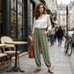 Women's Smocked High Waist Printed Lantern Pants