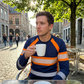 Men's Casual Contrast Stripe Long Sleeve Top