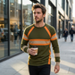 Men's Casual Contrast Stripe Long Sleeve Top