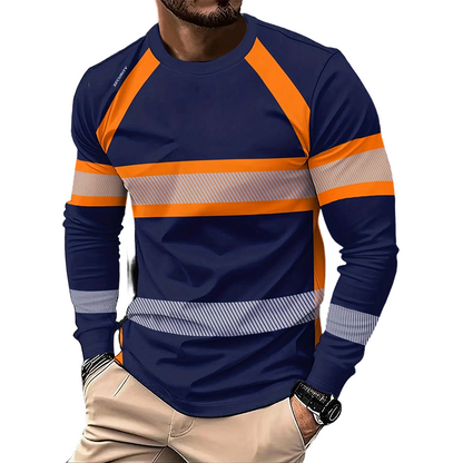 Men's Casual Contrast Stripe Long Sleeve Top