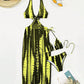 Striped Two-Piece Swimsuit with Tie Neck and Ring Details