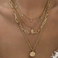 Multi Layered Coin Pendant Necklace for Women