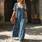 Women's Boho V-Neck Mixed Print Maxi Dress