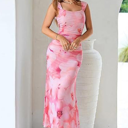 Elegant Floral Summer Beach Dress
