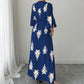 Women's Elegant V-Neck Print Maxi Dress
