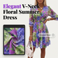 Women's Floral V-Neck Ruffle Hem A-Line Dress
