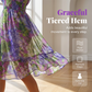Women's Floral V-Neck Ruffle Hem A-Line Dress