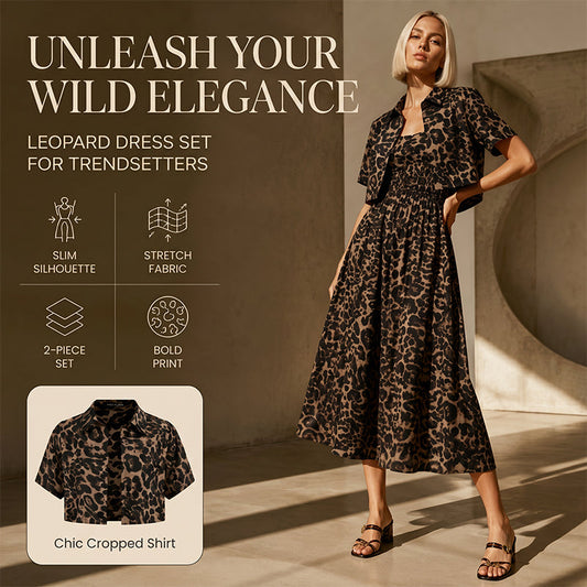 Women's Leopard Print Two-Piece Dress Set