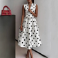 Women's Polka Dot Sleeveless V-Neck Dress