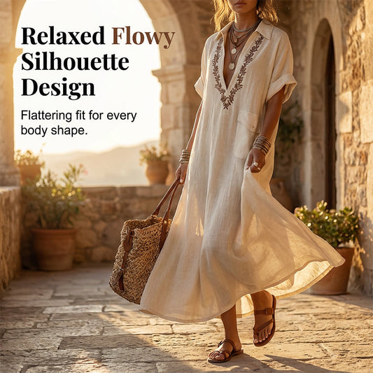 Women's Deep V-Neck Flowy Maxi Dress