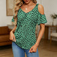 Women's Printed Cold Shoulder V-Neck Top