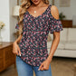 Women's Printed Cold Shoulder V-Neck Top
