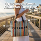 Women’s Rainbow Striped Woven Tote Bag