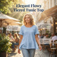 Women's Short Sleeve Tiered Tunic Top