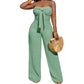 🌿 Sleek Strapless Jumpsuit with Wide Leg & Defined Waist — Polished Alternative to a Dress for Summer Occasions