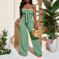 🌿 Sleek Strapless Jumpsuit with Wide Leg & Defined Waist — Polished Alternative to a Dress for Summer Occasions