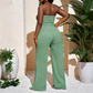 🌿 Sleek Strapless Jumpsuit with Wide Leg & Defined Waist — Polished Alternative to a Dress for Summer Occasions