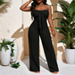 🌿 Sleek Strapless Jumpsuit with Wide Leg & Defined Waist — Polished Alternative to a Dress for Summer Occasions
