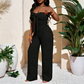 🌿 Sleek Strapless Jumpsuit with Wide Leg & Defined Waist — Polished Alternative to a Dress for Summer Occasions