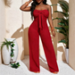 🌿 Sleek Strapless Jumpsuit with Wide Leg & Defined Waist — Polished Alternative to a Dress for Summer Occasions