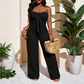 🌿 Sleek Strapless Jumpsuit with Wide Leg & Defined Waist — Polished Alternative to a Dress for Summer Occasions