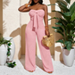 🌿 Sleek Strapless Jumpsuit with Wide Leg & Defined Waist — Polished Alternative to a Dress for Summer Occasions