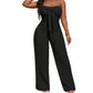 🌿 Sleek Strapless Jumpsuit with Wide Leg & Defined Waist — Polished Alternative to a Dress for Summer Occasions