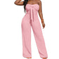 🌿 Sleek Strapless Jumpsuit with Wide Leg & Defined Waist — Polished Alternative to a Dress for Summer Occasions