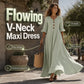 Women’s V Neck Loose Maxi Dress