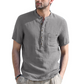 Men’s Summer Henley Shirt Short Sleeve Casual Cotton Linen Tee