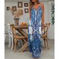 Women’s Retro Print V-Neck Sleeveless Maxi Dress