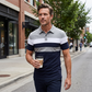 Men's Casual Color Block Short Sleeve Collared Shirt