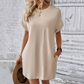 Solid Color Crew Neck Loose Tunic Dress