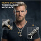 Viking Thor Hammer Pendant Necklace – Stainless Steel Byzantine Chain