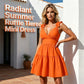 Women V Neck Ruffle Strap Summer Dress A Line Tiered Party Mini Dress