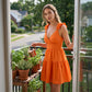 Women V Neck Ruffle Strap Summer Dress A Line Tiered Party Mini Dress