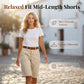 Women's Casual Mid-Length Cargo Shorts with Pockets